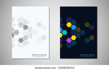Abstract geometric background with hexagons shape pattern for a business brochure or cover book, page layout, flyer design, and poster template