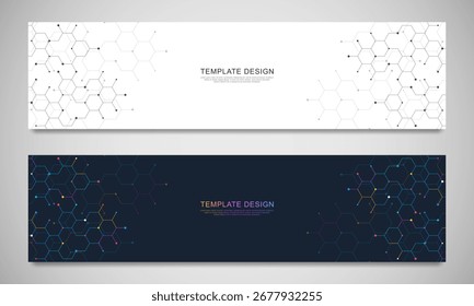 Abstract geometric background with hexagons shape pattern for banner or website header template