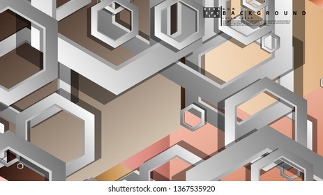 Abstract geometric background with hexagons skin color composition. Vector illustration