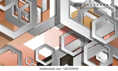 Abstract geometric background with hexagons skin color composition. Vector illustration