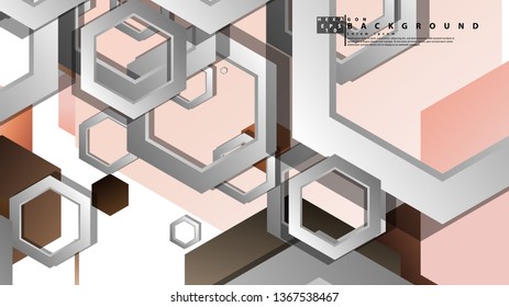 Abstract geometric background with hexagons skin color composition. Vector illustration