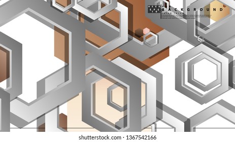 Abstract geometric background with hexagons skin color composition. Vector illustration