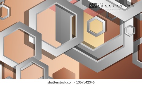 Abstract geometric background with hexagons skin color composition. Vector illustration