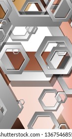Abstract geometric background with hexagons skin color composition. Vector illustration