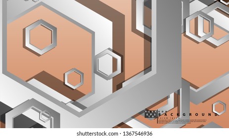 Abstract geometric background with hexagons skin color composition. Vector illustration