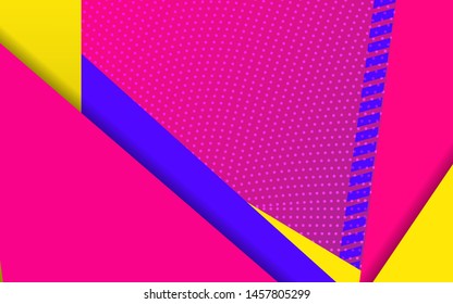 Abstract geometric background hipster style design concept. Minimal modern and trendy shape with strip blue, pink, yellow composition for use element poster, banner, business, corporate, web