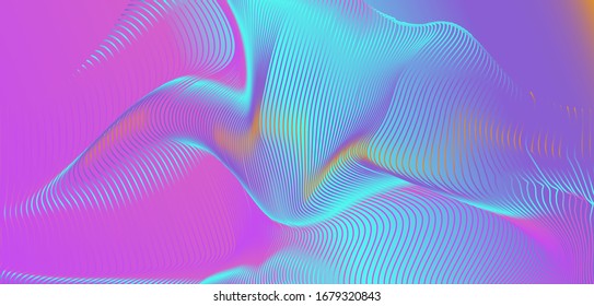 Abstract geometric background with holographic waves.