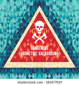 Abstract geometric background - Human skull vector creative sign. Dangerous death hipster design style. Triangle pyramide structure. 
