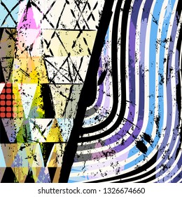 abstract geometric background illustration, with lines, waves, strokes and splashes