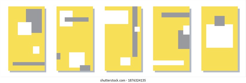 Abstract geometric background for Instagram story. Colors 2021 yellow and gray. Place for an inscription. Vector stock illustration. Template, brochure