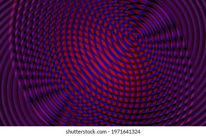 Abstract geometric background with intersecting concentric circles. Dynamic purple backdrop for screen saver, brochure, and cover. Vector illustration