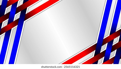 Abstract geometric background with intersecting red and blue lines on a white background.