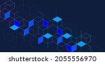 Abstract geometric background with isometric digital blocks. Blockchain concept and modern technology