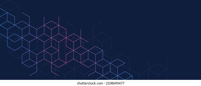 Abstract geometric background with isometric digital blocks. Blockchain concept and modern technology