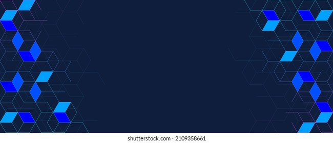 Abstract geometric background with isometric digital blocks. Blockchain concept and modern technology