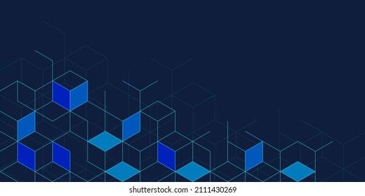 Abstract geometric background with isometric digital blocks. Blockchain concept and modern technology