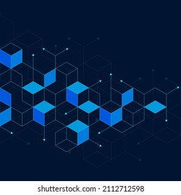Abstract geometric background with isometric digital blocks. Blockchain concept and modern technology