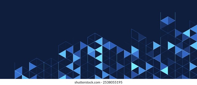 Abstract geometric background with isometric. Digital cube isometric on blue background.