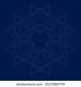Abstract geometric background with isometric. Digital cube isometric on blue background.