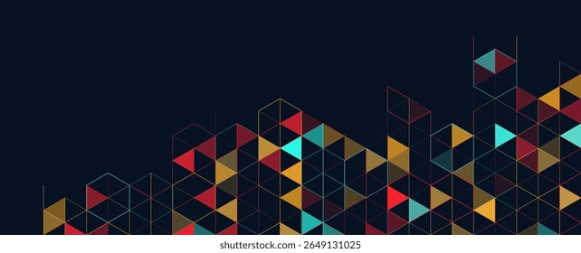 Abstract geometric background with isometric. Digital cube isometric on blue background.