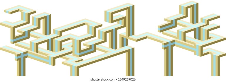 Abstract geometric background with isometric network. Flat color design.