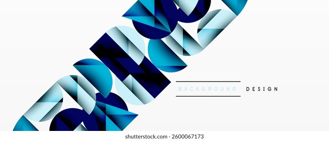 Abstract geometric background with layered gradient shapes forming dynamic patterns. Overlapping semi circles and triangles create depth and contrast