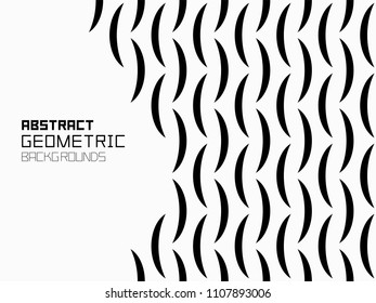 Abstract geometric background with leaves. Monochrome ornament. isolated on white background