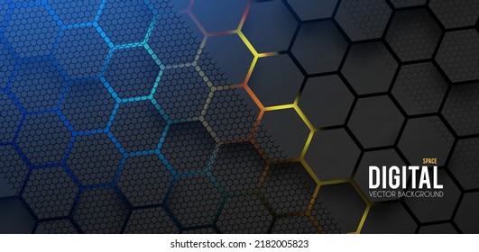 Abstract geometric background with light effect. Futuristic space