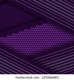 Abstrakter, geometrischer Hintergrund aus lila Tonstreifen mit Schatten und weißen Linien, Halbtonpunkte, Vorlagendesign für Broschüren, Plakate, Design-Element