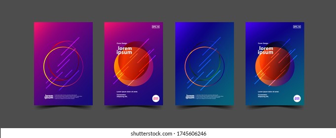 Resumen de fondo geométrico con textura de línea para el diseño de portada de folletos de negocios. Gradiente Rosa, naranja, púrpura, azul y verde.Volante de afiches de pancarta a4template,ilustración vectorial.