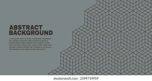 Abstract geometric background with linear 3D cubes and copy space for text. Vector.