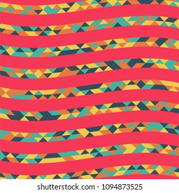 Abstract geometric background with lines of colored triangles. Can be used as poster, banner, border, background, Wallpaper, card, print and etc. Eps10 vector.