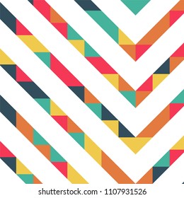 Abstract geometric background with lines of colored triangles. Can be used as poster, banner, border, background, Wallpaper, card, print and etc. Eps10 vector.