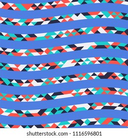 Abstract geometric background with lines of colored triangles. Can be used as poster, banner, border, background, Wallpaper, card, print and etc. Eps10 vector.