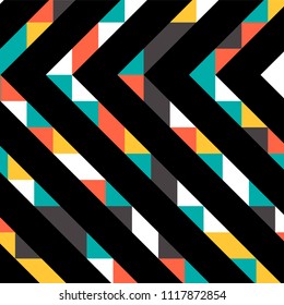 Abstract geometric background with lines of colored triangles. Can be used as poster, banner, border, background, Wallpaper, card, print and etc. Eps10 vector.