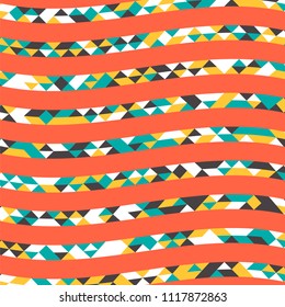 Abstract geometric background with lines of colored triangles. Can be used as poster, banner, border, background, Wallpaper, card, print and etc. Eps10 vector.