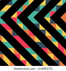 Abstract geometric background with lines of colored triangles. Can be used as poster, banner, border, background, Wallpaper, card, print and etc. Eps10 vector.