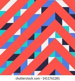 Abstract geometric background with lines of colored triangles. Can be used as poster, banner, border, background, Wallpaper, card, print and etc. Eps10 vector.