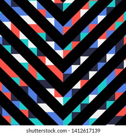 Abstract geometric background with lines of colored triangles. Can be used as poster, banner, border, background, Wallpaper, card, print and etc. Eps10 vector.
