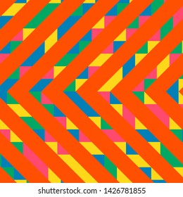 Abstract geometric background with lines of colored triangles. Can be used as poster, banner, border, background, Wallpaper, card, print and etc. Eps10 vector.