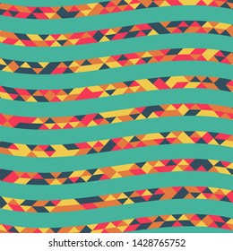 Abstract geometric background with lines of colored triangles. Can be used as poster, banner, border, background, Wallpaper, card, print and etc. Eps10 vector.