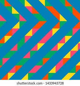 Abstract geometric background with lines of colored triangles. Can be used as poster, banner, border, background, Wallpaper, card, print and etc. Eps10 vector.