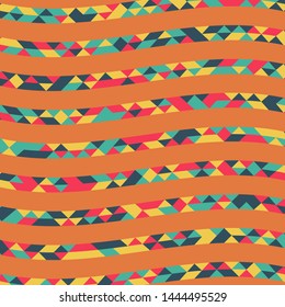 Abstract geometric background with lines of colored triangles. Can be used as poster, banner, border, background, Wallpaper, card, print and etc. Eps10 vector.