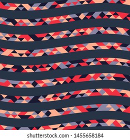 Abstract geometric background with lines of colored triangles. Can be used as poster, banner, border, background, Wallpaper, card, print and etc. Eps10 vector.