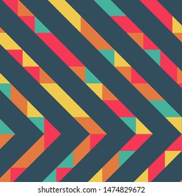 Abstract geometric background with lines of colored triangles. Can be used as poster, banner, border, background, Wallpaper, card, print and etc. Eps10 vector.