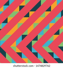 Abstract geometric background with lines of colored triangles. Can be used as poster, banner, border, background, Wallpaper, card, print and etc. Eps10 vector.