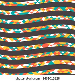 Abstract geometric background with lines of colored triangles. Can be used as poster, banner, border, background, Wallpaper, card, print and etc. Eps10 vector.