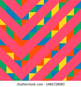 Abstract geometric background with lines of colored triangles. Can be used as poster, banner, border, background, Wallpaper, card, print and etc. Eps10 vector.
