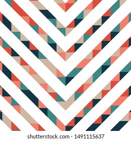 Abstract geometric background with lines of colored triangles. Can be used as poster, banner, border, background, Wallpaper, card, print and etc. Eps10 vector.