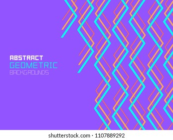 Abstract geometric background with lines. Colorful ornament. isolated on purple background